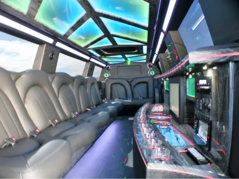 Limousine interior drinks area